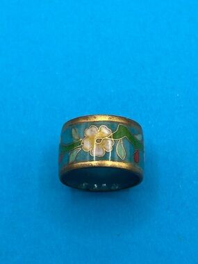 Light Blue Floral cloisonné Ring